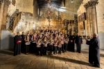 A Greek Orthodox youth choir from the town of Beit Sahour sings in Bethlehem's Church of the Nativity, built on the traditional site where Jesus was born.